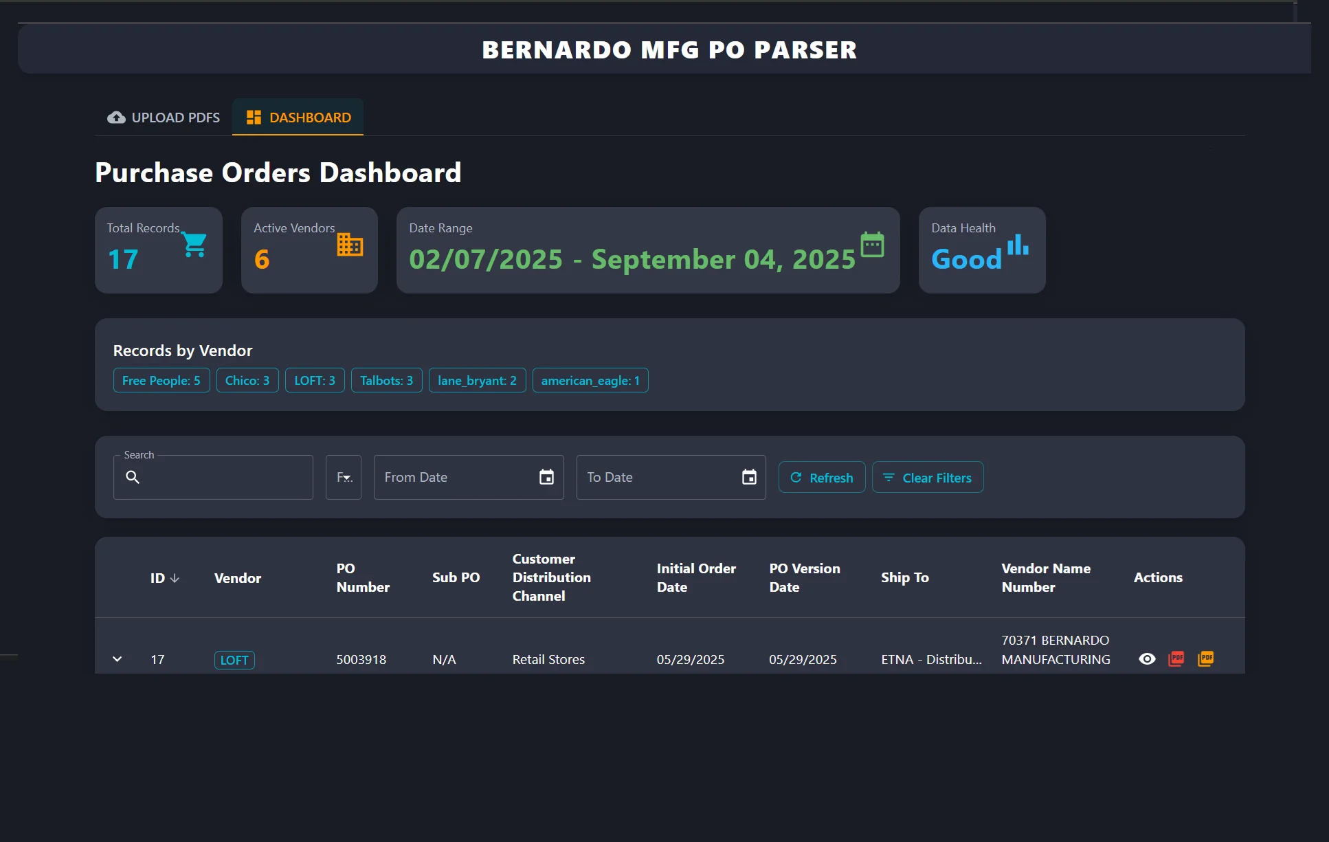 Data validation and export interface